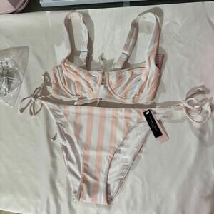 Vicotria's Secret Bikini Set Pink stripes